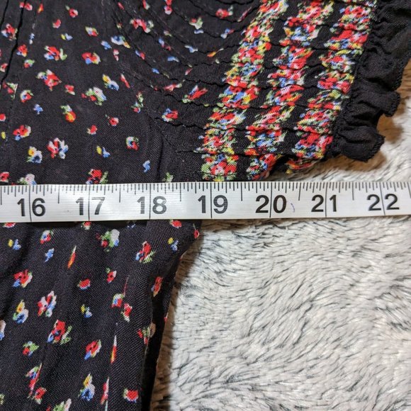 Free People Black with Red and Pink Delicate Floral Patterned Maxi Dress - Picture 14 of 15